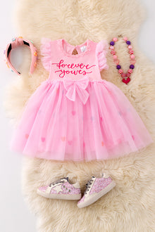  "Forever yours" Pink tulle dress with ruffle sleeve. DRG43278 JEAN