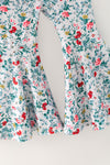 Red Santa applique top and multi-printed bell bottoms. OFG63021 MON