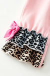 Pink santa printed baby romper with bell sleeves and snaps. RPG65054 SOL