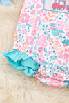 Pastel floral with aqua trim baby onesie. RPG20114009 LOI