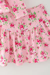 Pink Ditsy floral long sleeve top and skirt. OFG62966 SOL