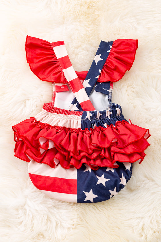 Patriotic baby onesie with ruffle butt. RPG430007 SOL