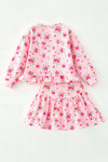 Pink Ditsy floral long sleeve top and skirt. OFG62966 SOL