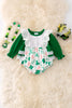 Long sleeve clover baby onesie with snaps. RPG50069