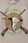 "Wild Duck Hunting" Sand green duck printed boys tee.TPB40102 AMY