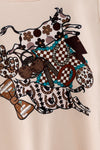 Cream western printed baby romper with bell sleeves and snaps. RPG65077 SOL