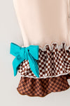 Cream western printed baby romper with bell sleeves and snaps. RPG65077 SOL