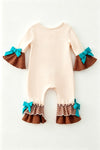 Cream western printed baby romper with bell sleeves and snaps. RPG65077 SOL