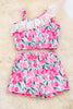 🌸Fuchsia tropical flower printed 2 piece set. OFG40101 SOL
