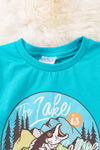 "The lake is calling"  Aqua cotton made tee shirt. TPB40101 jean