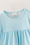 Lt. Blue gingham tunic with pumpkin applique and floral leggings. OFG62654 AMY