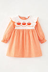 Orange & white stripe pajamas with embroidered pumpkins. DRG64500 AMY