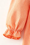 Orange & white stripe pajamas with embroidered pumpkins. DRG64500 AMY