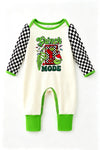Christmas character baby romper with checkered sleeves. RPB60899 SOL