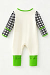 Christmas character baby romper with checkered sleeves. RPB60899 SOL