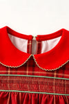Plaid smocked baby jumpsuit with Christmas tree. RPG65242 AMY