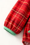 Plaid smocked baby jumpsuit with Christmas tree. RPG65242 AMY
