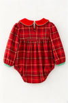 Plaid smocked baby jumpsuit with Christmas tree. RPG65242 AMY