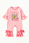 Merry Grin-mas pink printed baby romper. RPG65055 MON