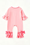Merry Grin-mas pink printed baby romper. RPG65055 MON