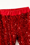 Red sequins bell bottoms with tulle ruffle. PNG40442 SOL