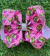 6.5 inch Pink Christmas character printed double layer hair bows. 4PCS/$10.00 BW-DSG-C6