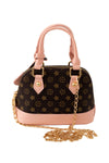 BROWN STAR PRINTED PURSE WITH PINK TRIM.  BBG251522007 M