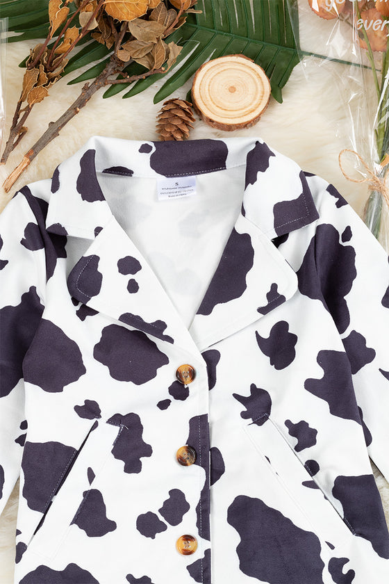 Cow printed blazer with pockets. TPG15153003-jeann