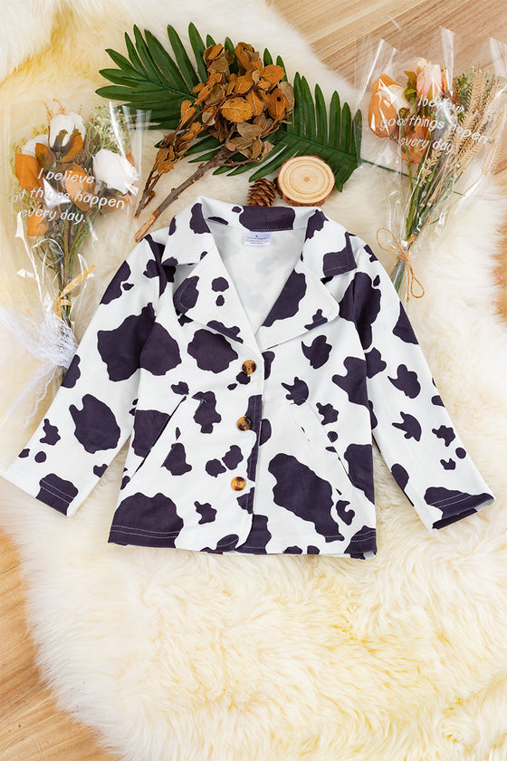 Cow printed blazer with pockets. TPG15153003-jeann