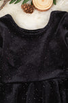 Glitzy/glitter black flare velvety dress. DRG65113013-LOI