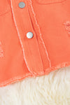 Girls Orange distressed denim shirt. TPG60153015-AMY