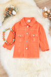 Girls Orange distressed denim shirt. TPG60153015-AMY