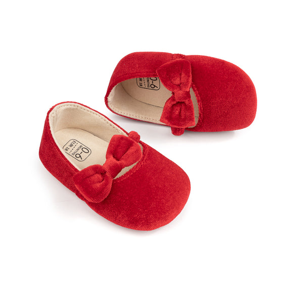 Red Cute Velvety baby shoes. CG5358