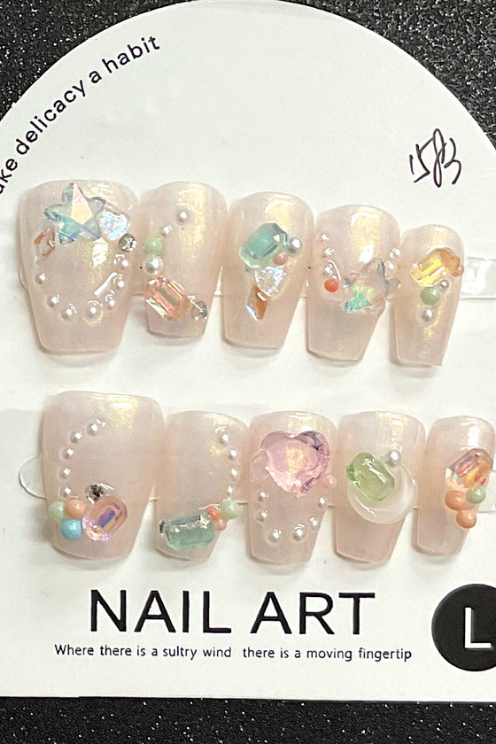 Press on women acrylic nail set.