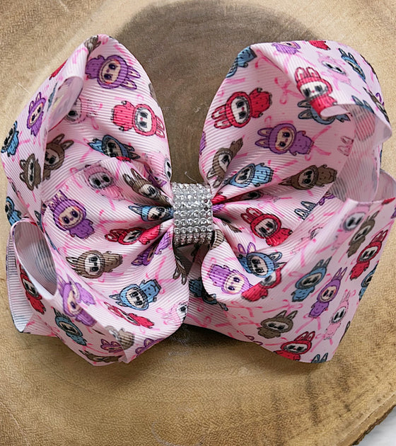 Labub* double layer printed hair bows. (6.5"Wide) 4pcs/$10.00