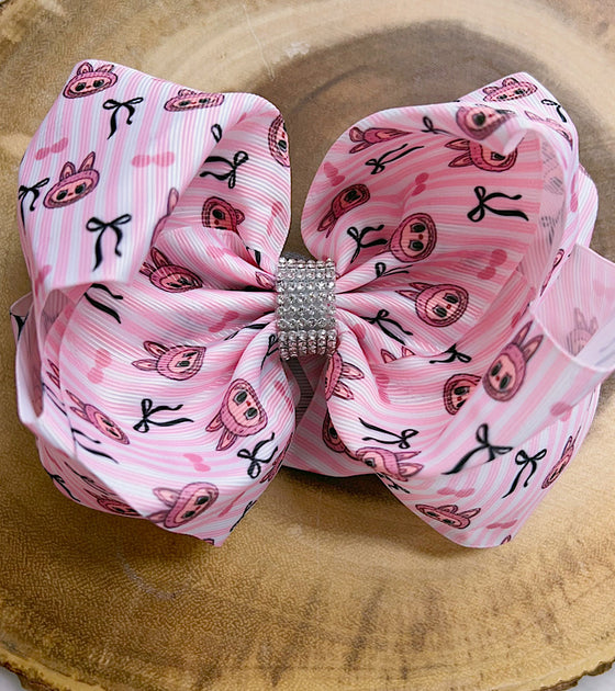 Labub* double layer printed hair bows. (6.5"Wide) 4pcs/$10.00
