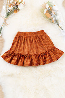  Rust Soft Velvety fabric ruffle skirt. DRG65153006-sol