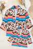 (WOMEN)Serape & brown cow spotted printed cardigan. TPW65153016 AMY