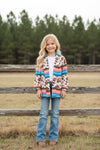 (GIRLS)Serape & brown cow spotted printed cardigan. TPG65153057 MON