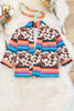 (GIRLS)Serape & brown cow spotted printed cardigan. TPG65153057 jeann