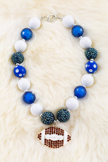  Football season/white & blue bubble necklace. 3pcs/$15.00 ACG55133013