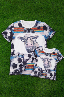  Women, fancy cow graphic tee-shirt. TPW25113001-Sol
