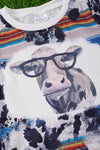 Women, fancy cow graphic tee-shirt. TPW25113001-Sol