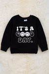 "It's a good day" Happy emoji printed black sweatshirt. TPG65153121 MARY