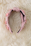 Blush Large bow bead & pearl headband. 2PCS/$11.00 ACG60154 S