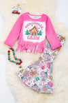 Pink Christmas crew printed 2 piece set. OFG50143048 AMY