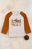 "Howdy Christmas" Ivory raglan with burnt brown sleeves. TPB50143014-WEN