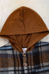 💎Brown plaid shacket with hoodie. TPB60153001 SOL