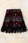 😍Maroon & black Aztec faux wool skirt with fringe hem. DRG65153116 Sol