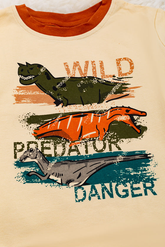 Wild predator danger" Dinosaur printed long sleeve shirt. TPB65143030 Jeann